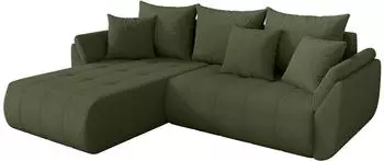 ALTDECOR TOKO-L Ecksofa mit Schlaffunktion, Bouclé, olivgrün, 277x194cm (800002085665)
