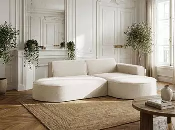 WFL GROUP Hana Ecksofa L-Form 3-Sitzer, Boucl&eacute;, creme (800002100722)