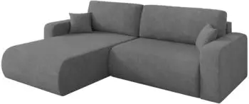 ALTDECOR BERY-L Ecksofa mit Schlaffunktion, Velours, grau, 276x193cm (800002085670)
