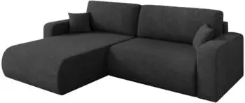 ALTDECOR BERY-L Ecksofa mit Schlaffunktion, Velours, dunkelgrau, 276x193cm (800002085649)