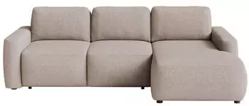 Selsey Carnos Mini Ecksofa Chenille beige mit Schlaffunktion, Ottomane rechts (238x164cm)
