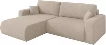 ALTDECOR BERY-L Ecksofa mit Schlaffunktion, Velours, beige, 276x193cm (800002085644)