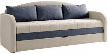 Mirjan24 Tenus Schlafsofa mit Bettkasten, beige/blaugrau, 208x86x76cm (800002107767)