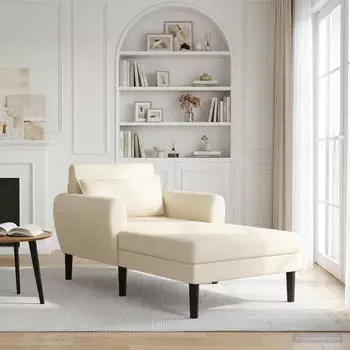 vidaXL Chaiselongue Struktur-Samt, creme