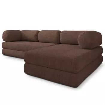 Masseno Keli modulares Ecksofa mit Schlaffunktion, braun, Boucl&eacute;-Stoff, 270x160cm (800001993860)
