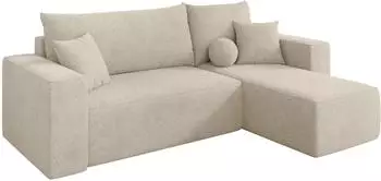 ALTDECOR SENO-L Ecksofa mit Schlaffunktion, Velours, creme, 249x139x85cm (800002085408)