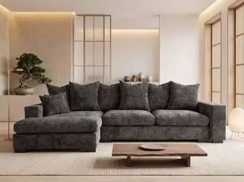 WFL GROUP Dahlia Ecksofa L-Form Schlaffunktion Chenille anthrazit (800002100956)