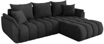 ALTDECOR TOKO-L-v1 Ecksofa mit Schlaffunktion, L-Form, dunkelgrau, Velours (800002085480)