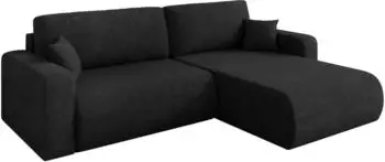 ALTDECOR BERY-L Ecksofa mit Schlaffunktion Velours, schwarz, 276x193x88cm (800002085966)
