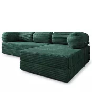 Masseno ETERA Ecksofa modular mit Schlaffunktion, grün, Kordstoff, L-Form 270x160cm (800001993919)