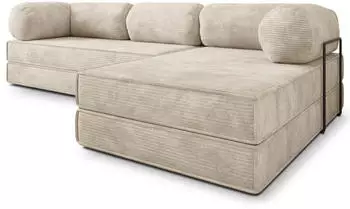 Masseno ETERA Ecksofa modular mit Schlaffunktion Kordstoff creme (800001993984)