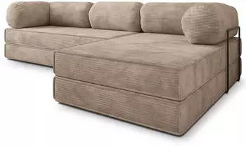 Masseno ETERA modulares Ecksofa mit Schlaffunktion, beige Kordstoff, L-Form 270x160cm (800001993978)