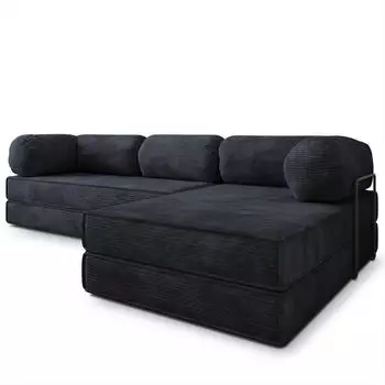 Masseno ETERA modulares Ecksofa mit Schlaffunktion, schwarz, Kordstoff (800001993989)