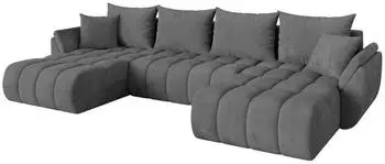 ALTDECOR TOKO-U-v1 Ecksofa U-Form mit Schlaffunktion, dunkelgrau, Cord 378x194x86cm (TOKO-U-v1)