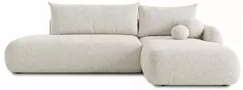 Sofnet NETO Ecksofa L-Form mit Schlaffunktion & Bettkasten, Boucl&eacute;, wei&szlig;