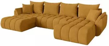 ALTDECOR TOKO-U-v1 Wohnlandschaft U-Form Cord senfgelb 378x194x86cm (800002085989)