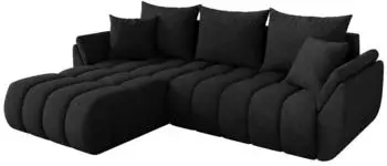 ALTDECOR TOKO-L-v1 Ecksofa mit Schlaffunktion, L-Form, Velours, schwarz, 277x194x86cm (800002085970)