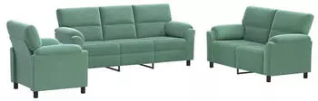 vidaXL Sofa-Set 3-teilig, meergrün, Samt