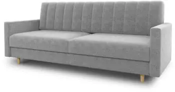 Sofnet Sara Schlafsofa mit Bettkasten, Velours, grau