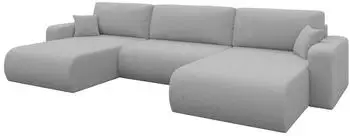 ALTDECOR Bery-U Wohnlandschaft mit Schlaffunktion & Bettkasten, U-Form, hellgrau Boucl&eacute; (800002085785)