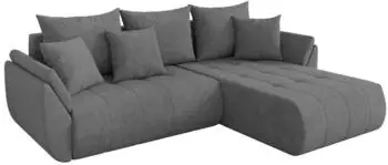ALTDECOR TOKO-L Ecksofa mit Schlaffunktion, Velours, grau, 277x194cm (800002085402)