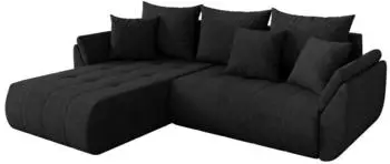 ALTDECOR TOKO-L Ecksofa mit Schlaffunktion, Velours, schwarz, 277x194x86cm