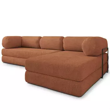 Masseno KELI Ecksofa modular mit Schlaffunktion, Boucl&eacute;-Stoff, orange (800001994031)