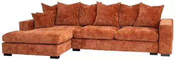 WFL GROUP Dahlia Ecksofa L-Form links, Schlaffunktion & Bettkasten, Chenille terrakotta (800002100954)