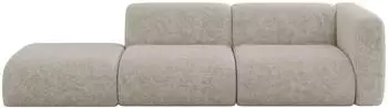 ALTDECOR MIRA-S3 Modulares Ecksofa mit Ottomane rechts, Velours, beige (800002003614)