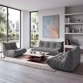 Mendler HWC-R34 Sofa-Garnitur 3-/2-Sitzer & Sessel, Cord (300g/m&sup2;), dunkelgrau (123926a)