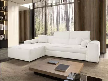 Mirjan24 Viveri I Eckschlafsofa mit Bettkasten, L-Form links, creme (Velo 621)