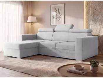 Mirjan24 Pedro 2rLC Eckschlafsofa L-Form mit Bettkasten, hellgrau (800002098997)