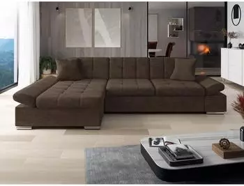 Mirjan24 Montana Ecksofa L-Form, 5-Sitzer, Textil, dunkelbraun