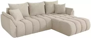 ALTDECOR TOKO-L-v1 Ecksofa mit Schlaffunktion, Velours, creme, 277x194x86cm (800002085439)