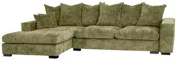 WFL GROUP Dahlia Ecksofa L-Form mit Schlaffunktion & Bettkasten, Chenille, gr&uuml;n (800002100949)