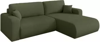 ALTDECOR BERY-L Ecksofa mit Schlaffunktion, Boucl&eacute;, olivgr&uuml;n, 276x193cm (800002086010)