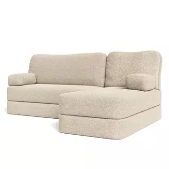 Masseno Sabi Ecksofa modular mit Schlaffunktion, Boucl&eacute;, creme, 200x120cm (800001993999)