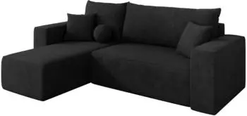ALTDECOR SENO-L Ecksofa mit Schlaffunktion, Velours, schwarz, 249x139x85cm (800002085880)