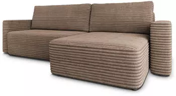 Masseno Telin Ecksofa mit Schlaffunktion, Kordstoff, beige, 280x162cm (TILIA 17)