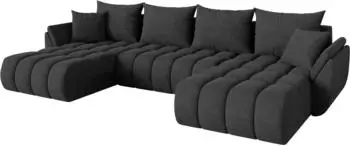 ALTDECOR TOKO-U-v1 Wohnlandschaft U-Form mit Schlaffunktion, dunkelgrau, Velours, 378x194x86cm (800002085959)