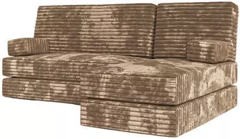 Masseno NOTIA modulares Ecksofa mit Schlaffunktion, Kordstoff beige, L-Form 200x120cm (TILIA 17)