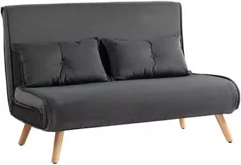 HomCom Schlafsofa 3-in-1, 2-Sitzer, 190x120cm, dunkelgrau, Samtoptik