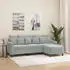 3-Sitzer-Sofa mit Hocker Hellgrau Samt (3201107)