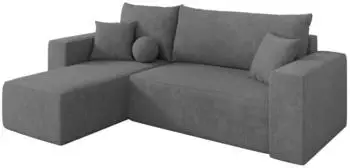 ALTDECOR SENO-L Ecksofa mit Schlaffunktion, Velours grau, 249x139x85cm (800002085821)