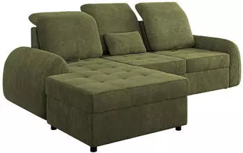 Mirjan24 Soreno Eckschlafsofa L-Form links, gr&uuml;n, Bettkasten (800002107620)
