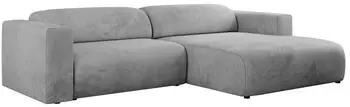 MKS Pasadena Ecksofa L-Form, Samt, hellgrau, 288x180cm (800000681058)