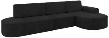 ALTDECOR Mari L2-S Ecksofa mit Schlaffunktion, Velours, schwarz, 368x167cm (800001814690)