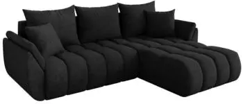 ALTDECOR TOKO-L-v1 Ecksofa mit Schlaffunktion, Velours, schwarz, 277x194x86cm (800002085507)