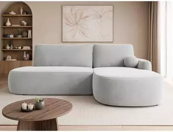 Mirjan24 Loridu O Premium Ecksofa L-Form, Schlaffunktion, Bettkasten, 274x174cm, silber