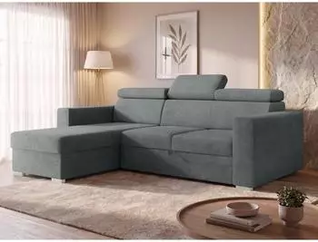 Mirjan24 Pedro 2rLC Eckschlafsofa L-Form mit Bettkasten, grau (800002098996)